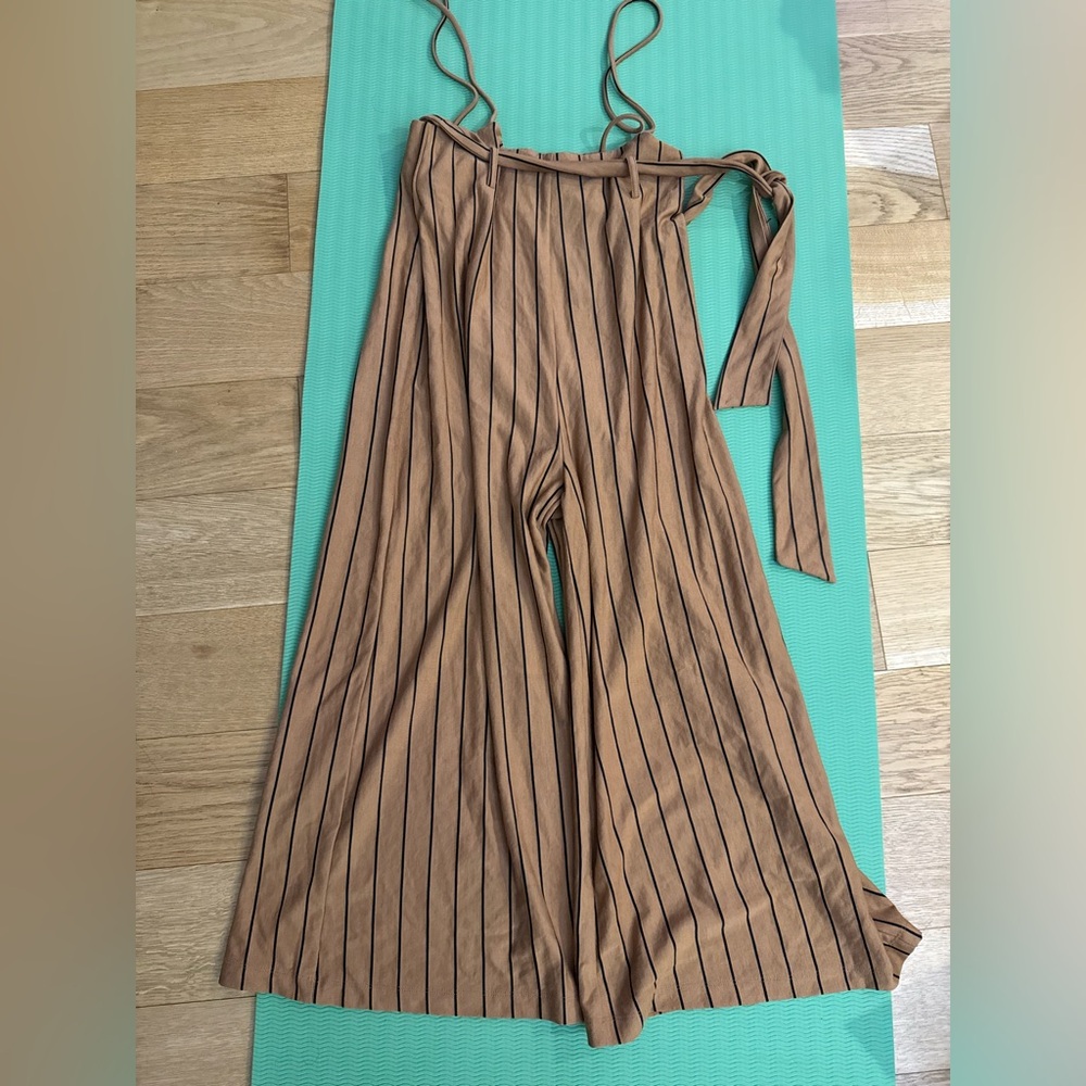 Bacio brand pinstripe tie-waist overalls
